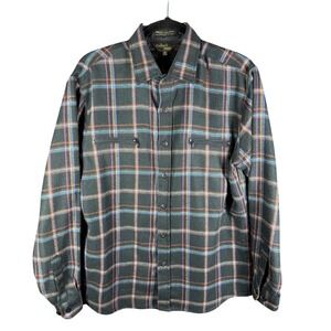 Vintage Todays Man Shirt Mens Medium Green Plaid Flannel Long Sleeve Korea 90s